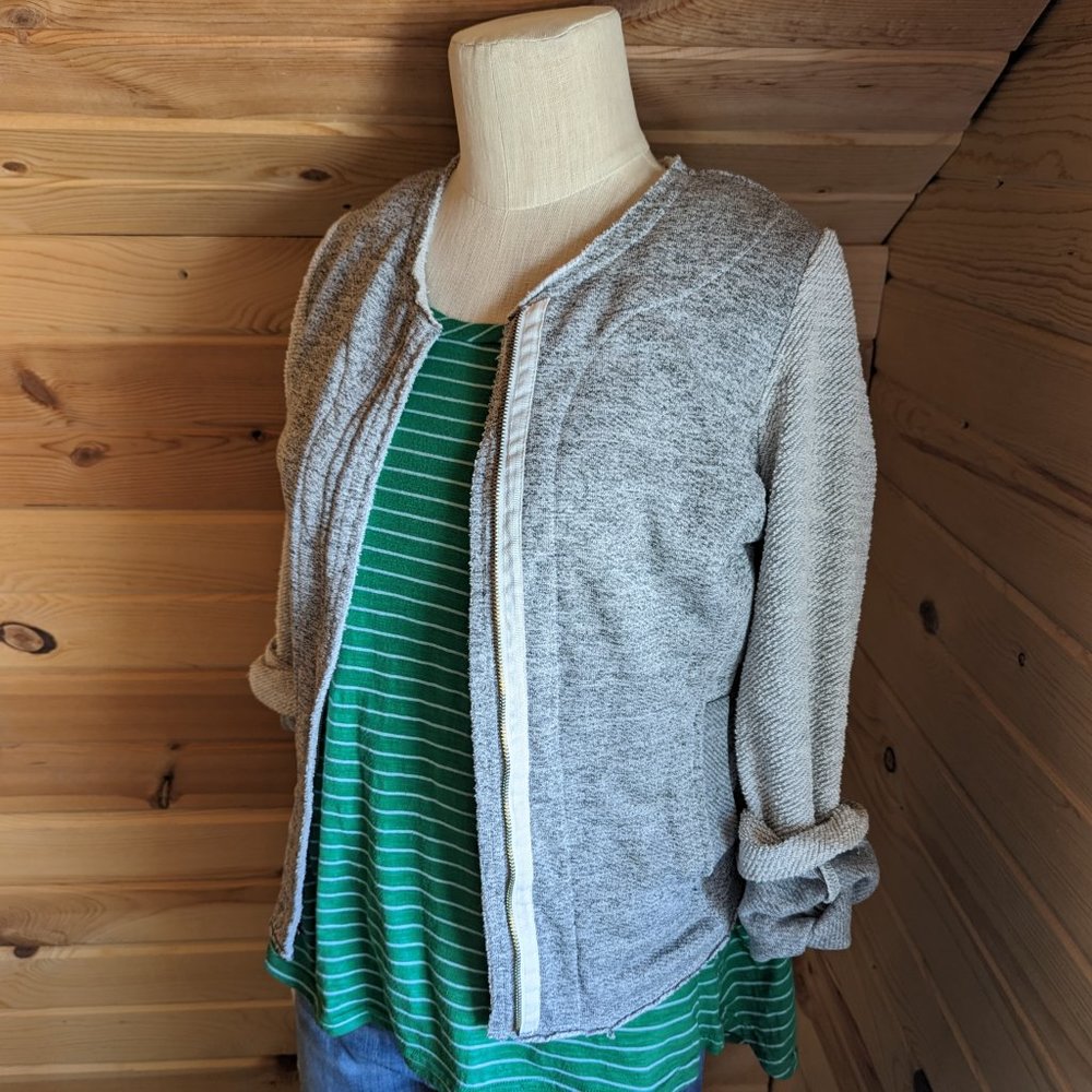 Anthropologie Dolan Grey Textured Zip-Up Sweatshirt Jacket